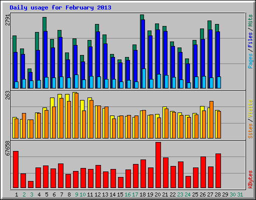 Daily usage for February 2013
