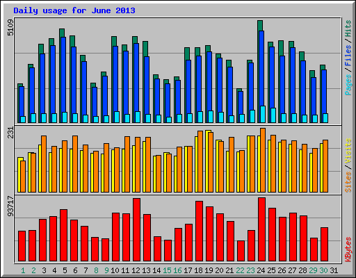 Daily usage for June 2013