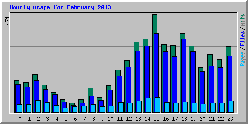 Hourly usage for February 2013