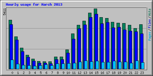 Hourly usage for March 2013