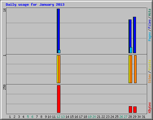 Daily usage for January 2013